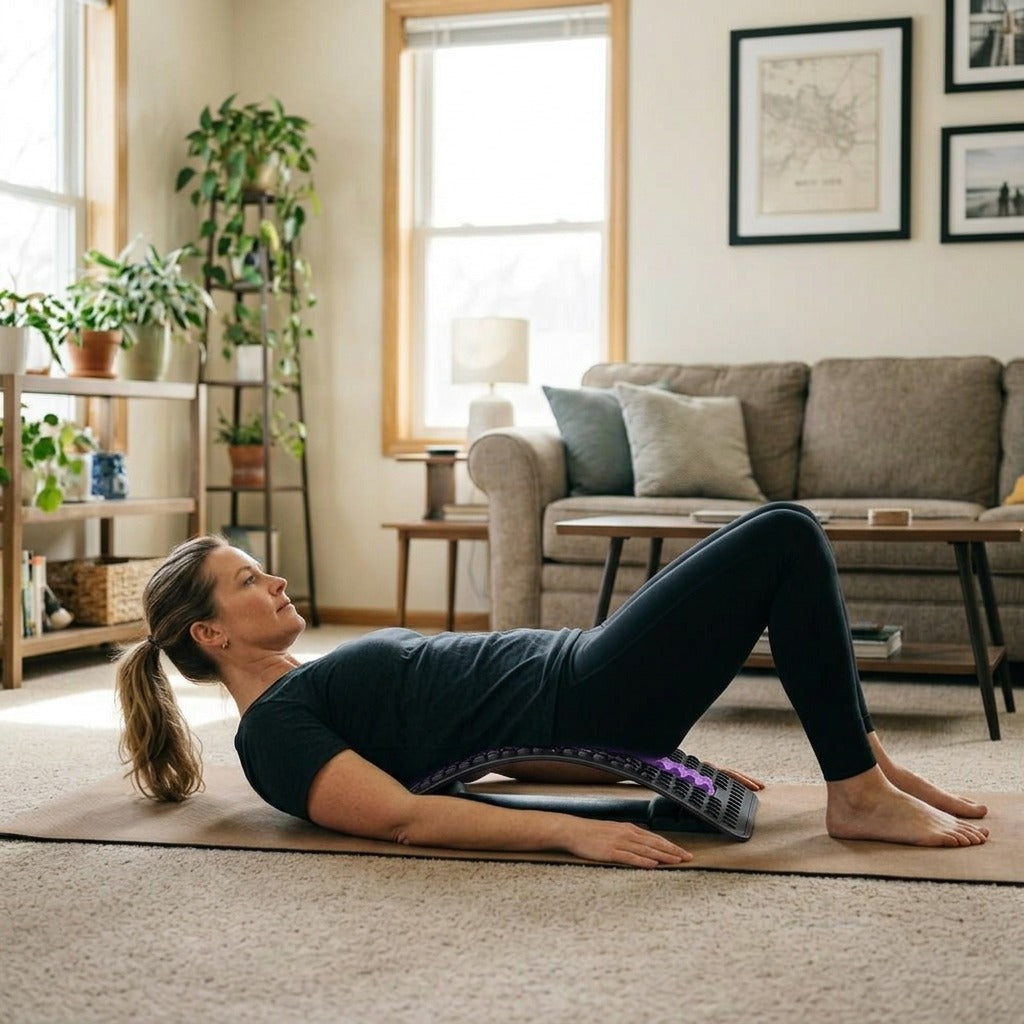 Handheld R-Shaped Back Stretcher with 12 Magnets - at home