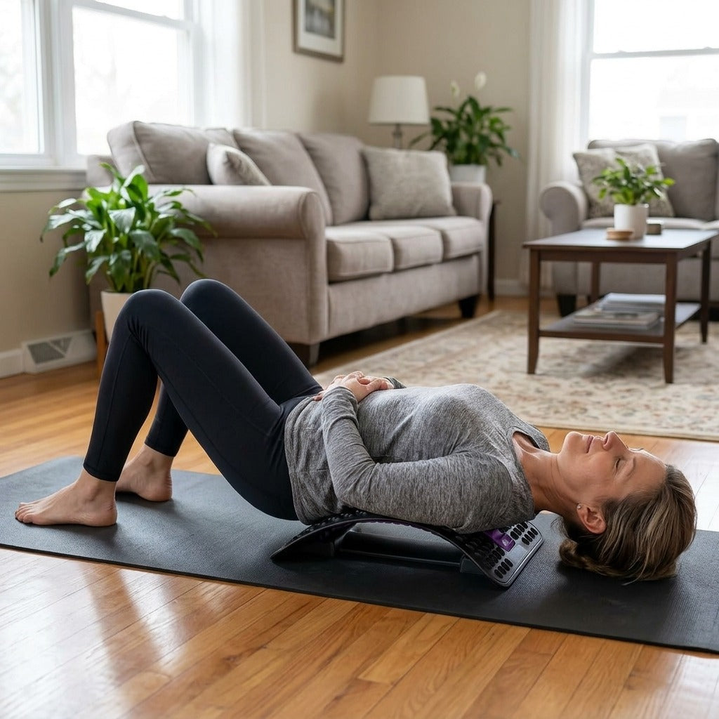 Handheld R-Shaped Back Stretcher with 12 Magnets - in everyday life