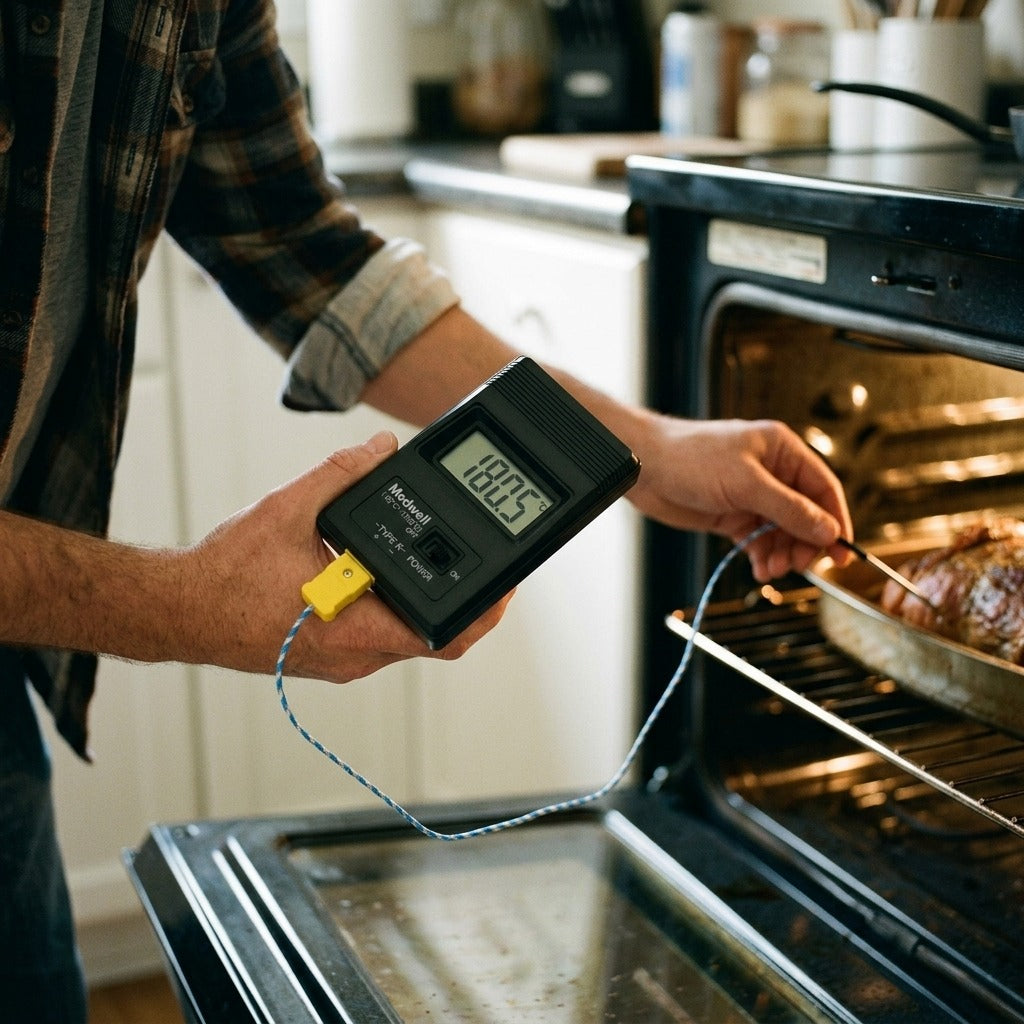 Handheld Type K Digital Thermometer, -50°C to 1300°C - in use