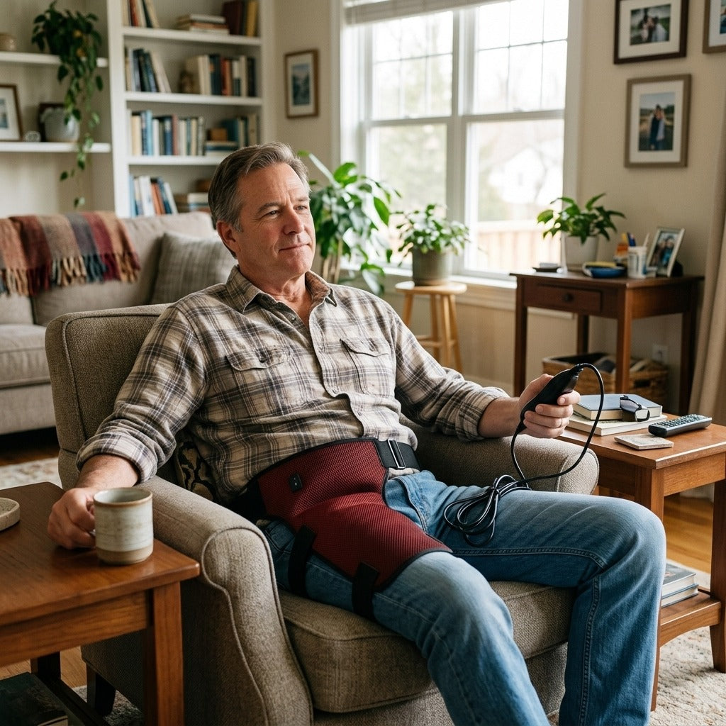 Heated Hip Wrap with Vibration Massager - in everyday life