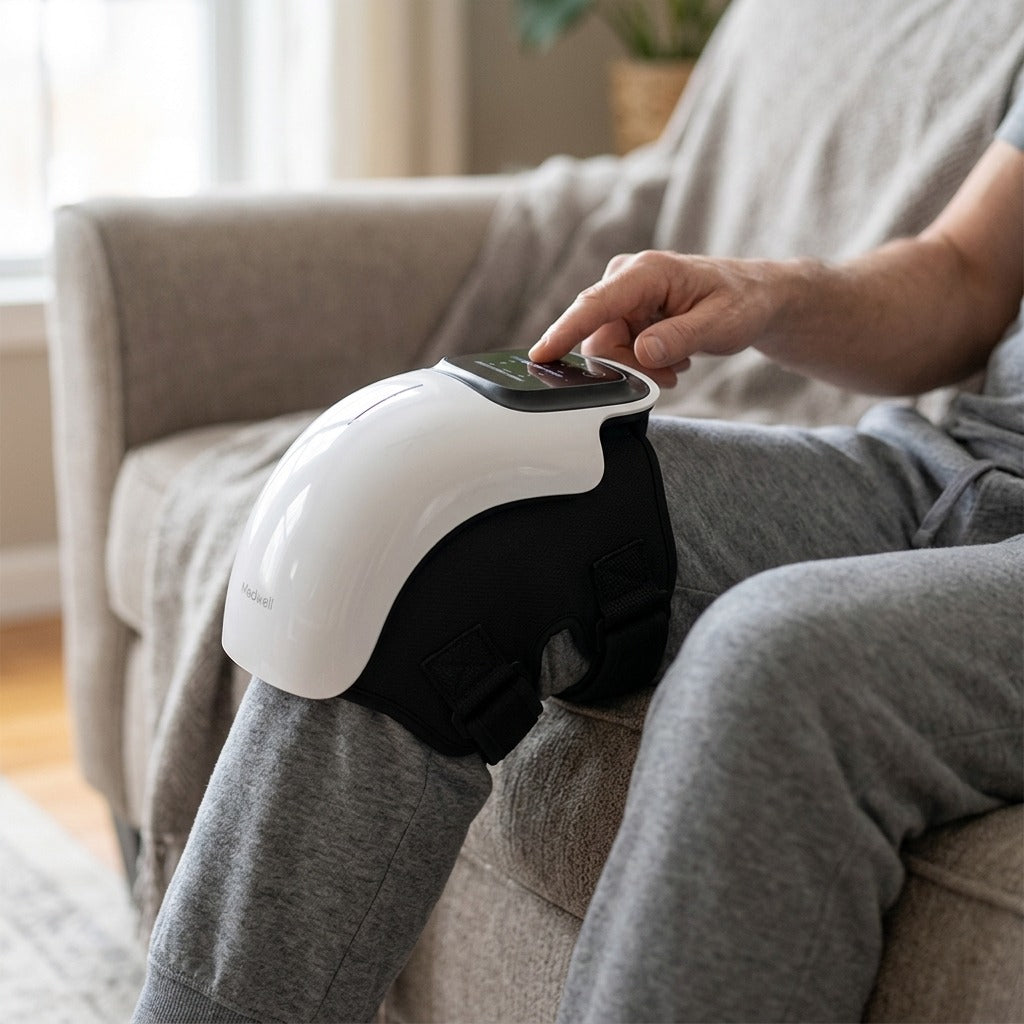 Heated Vibration Knee Massager - in use