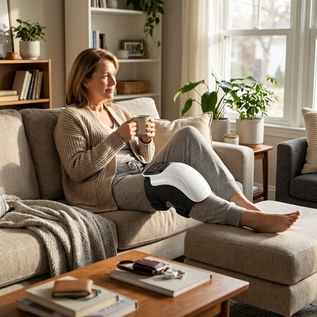 Heated Vibration Knee Massager - at home