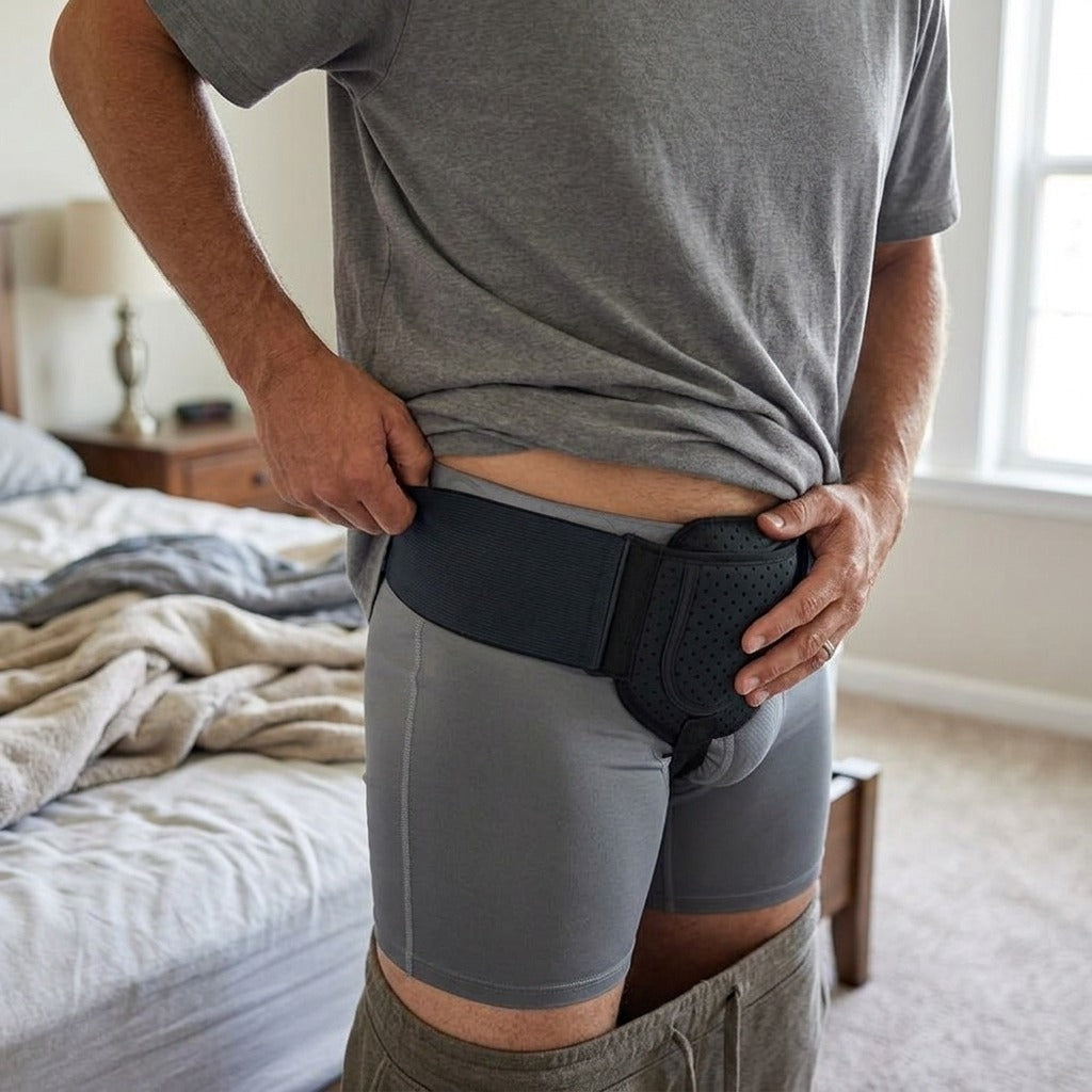 Hernia Belt Truss for Waist Support - in use
