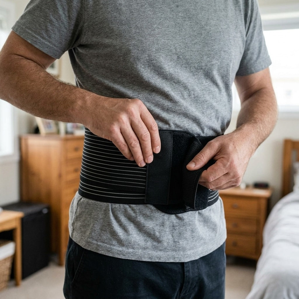 Hernia Support Belt with Pad - in use