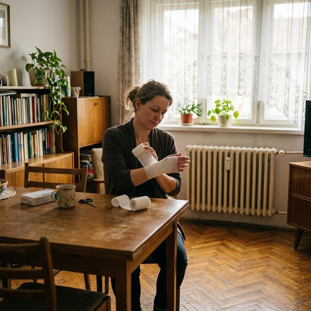Nagy rugalmasságú öntapadó pólya, fehér - otthon