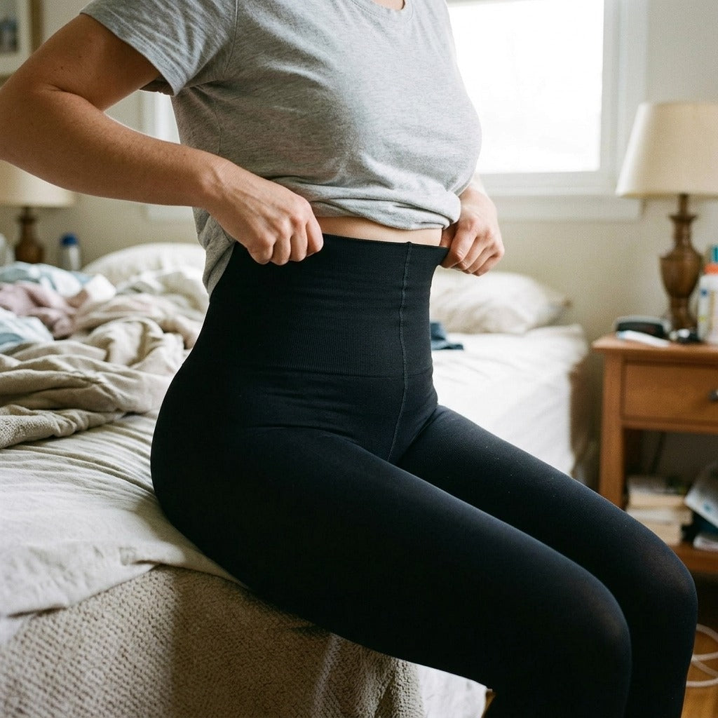 High-Waist Compression Pantyhose, 20–30 mmHg - in use