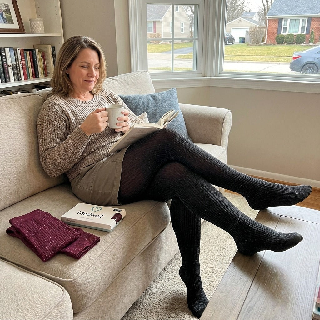 High-Waist Ribbed Glitter Tights, 2-Piece - in everyday life