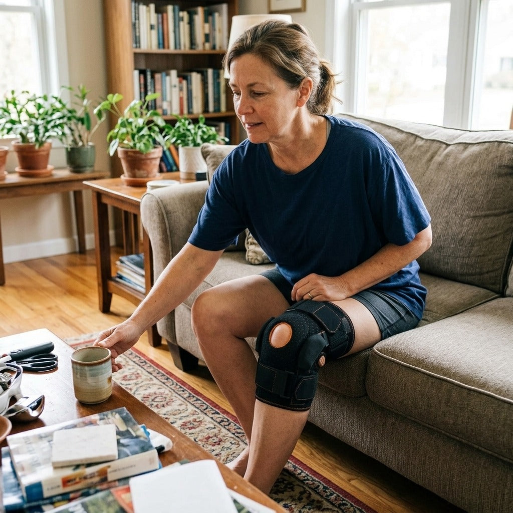 Hinged Knee Brace with Compression - at home