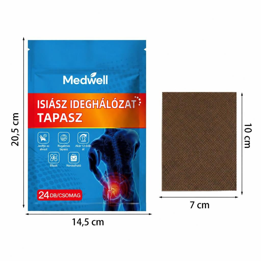 Medwell isiász ideghálózat tapasz csomagolása és méretei
