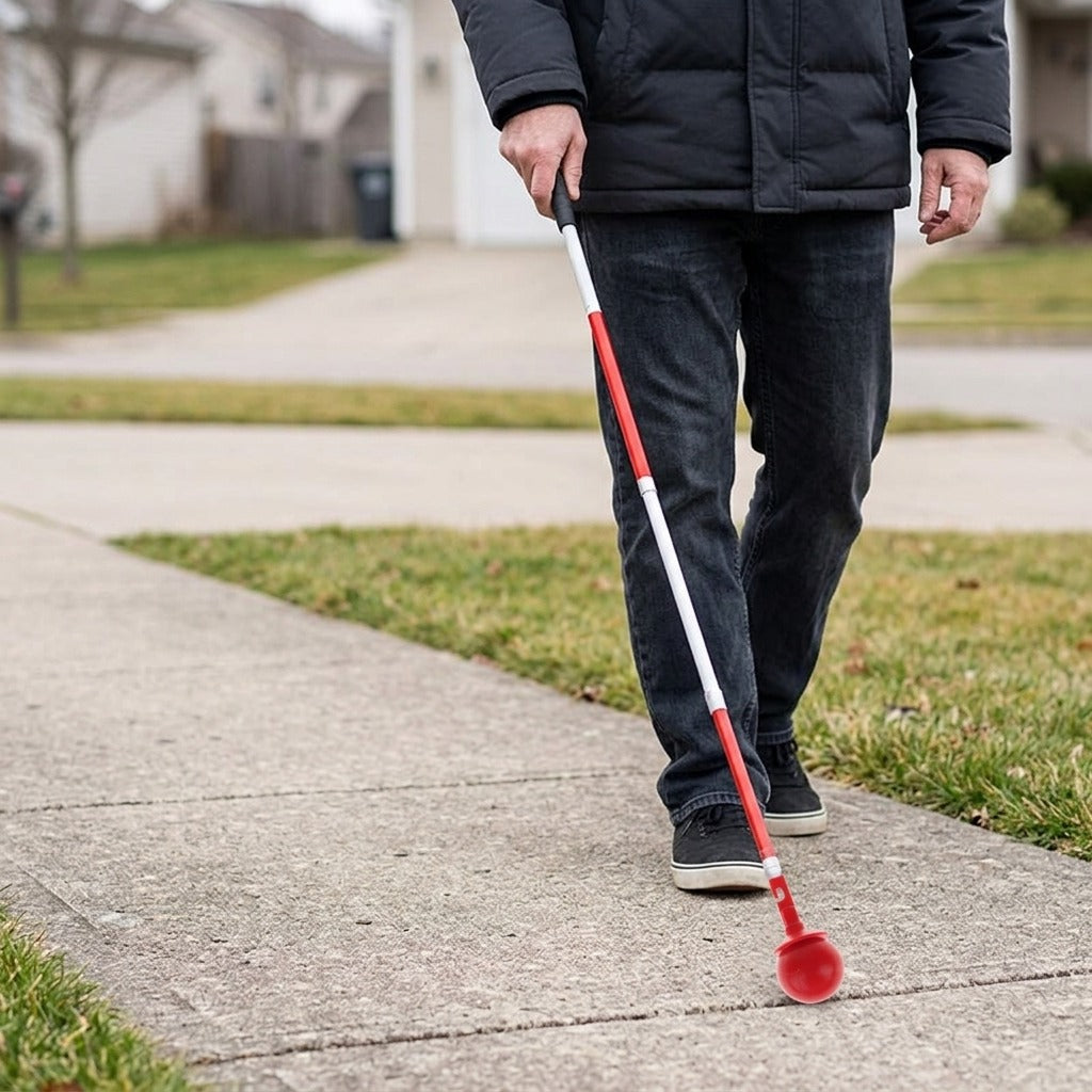 Hook-Style Replacement Cane Tip - in use