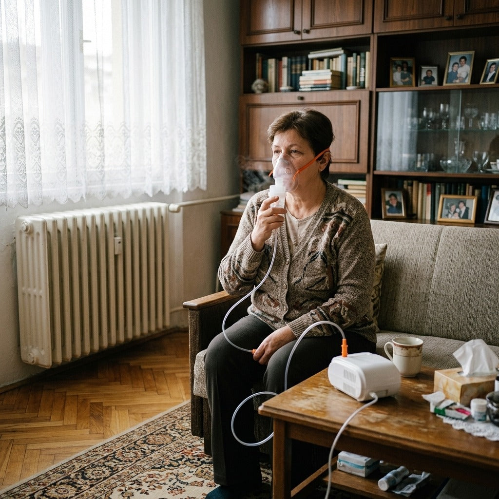 Háztartási inhalálómaszk-készlet pohárral és csővel - otthon