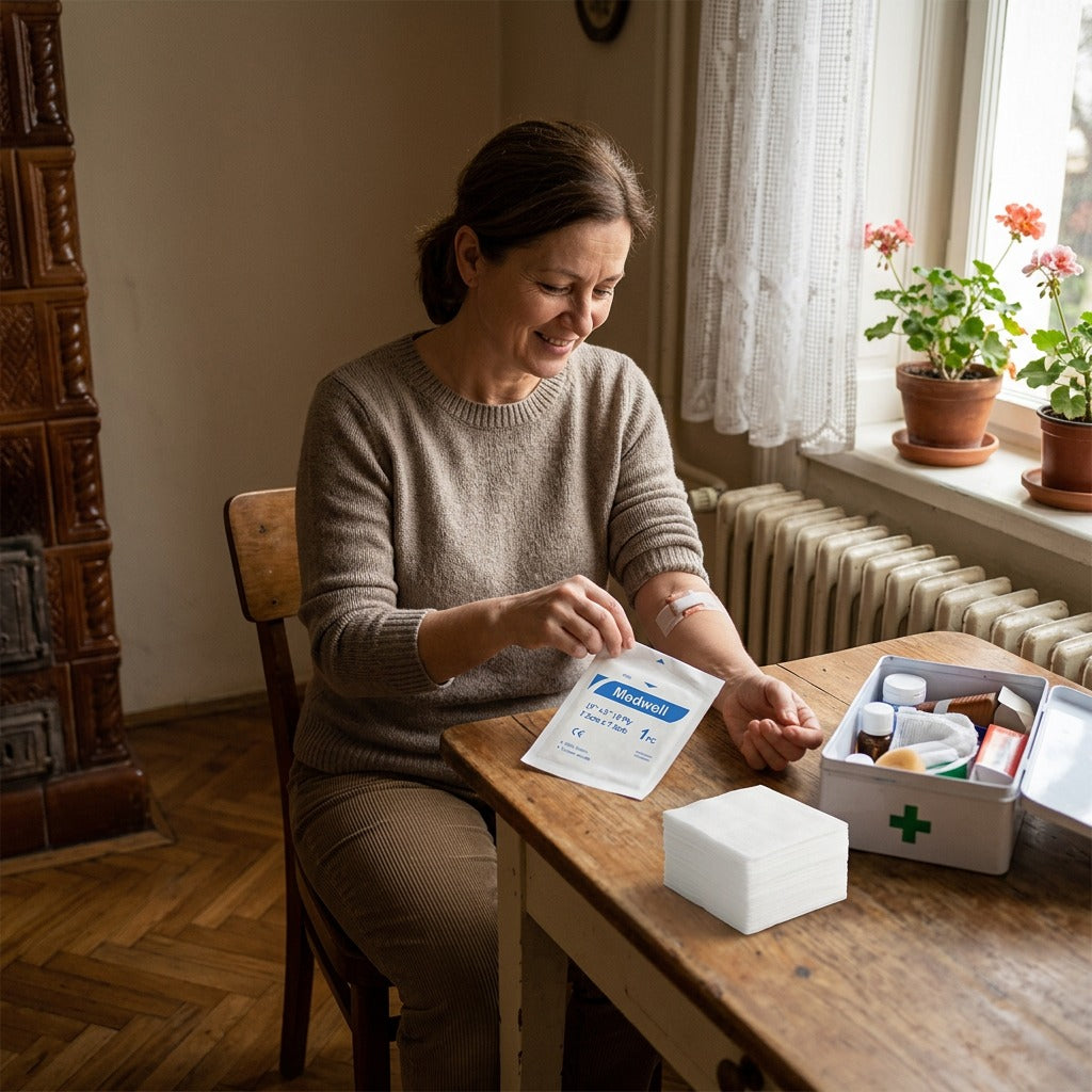 Egyenként csomagolt gézlap, 10 db - a mindennapokban
