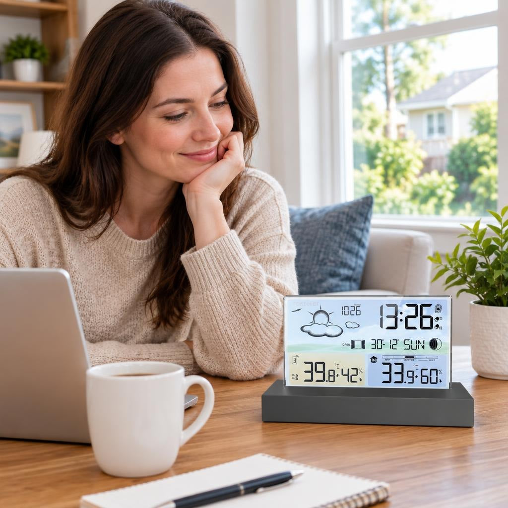 Indoor/Outdoor Weather Station with Clock and Calendar - in everyday life
