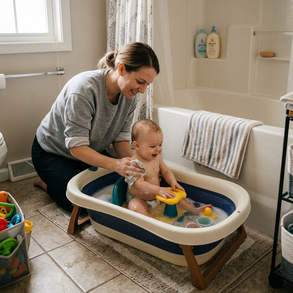 Infant Bath Seat with Soft Sponge Backrest - at home