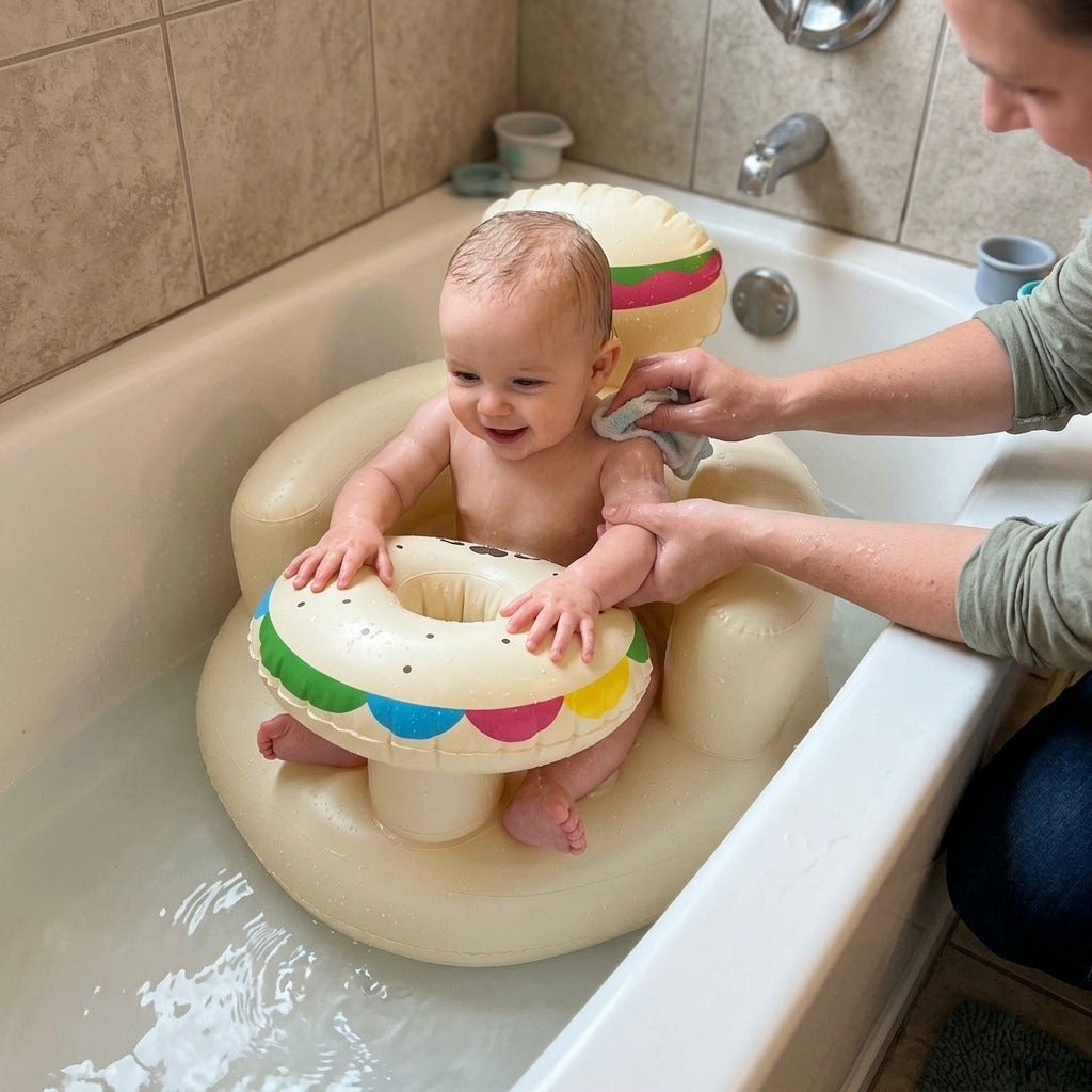 Inflatable Baby Chair for Bath Time - in use