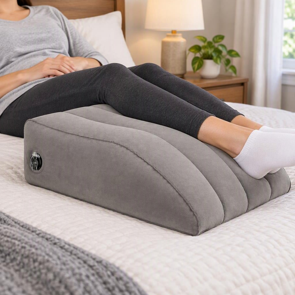 Inflatable Leg Support Wedge Pillow - in use