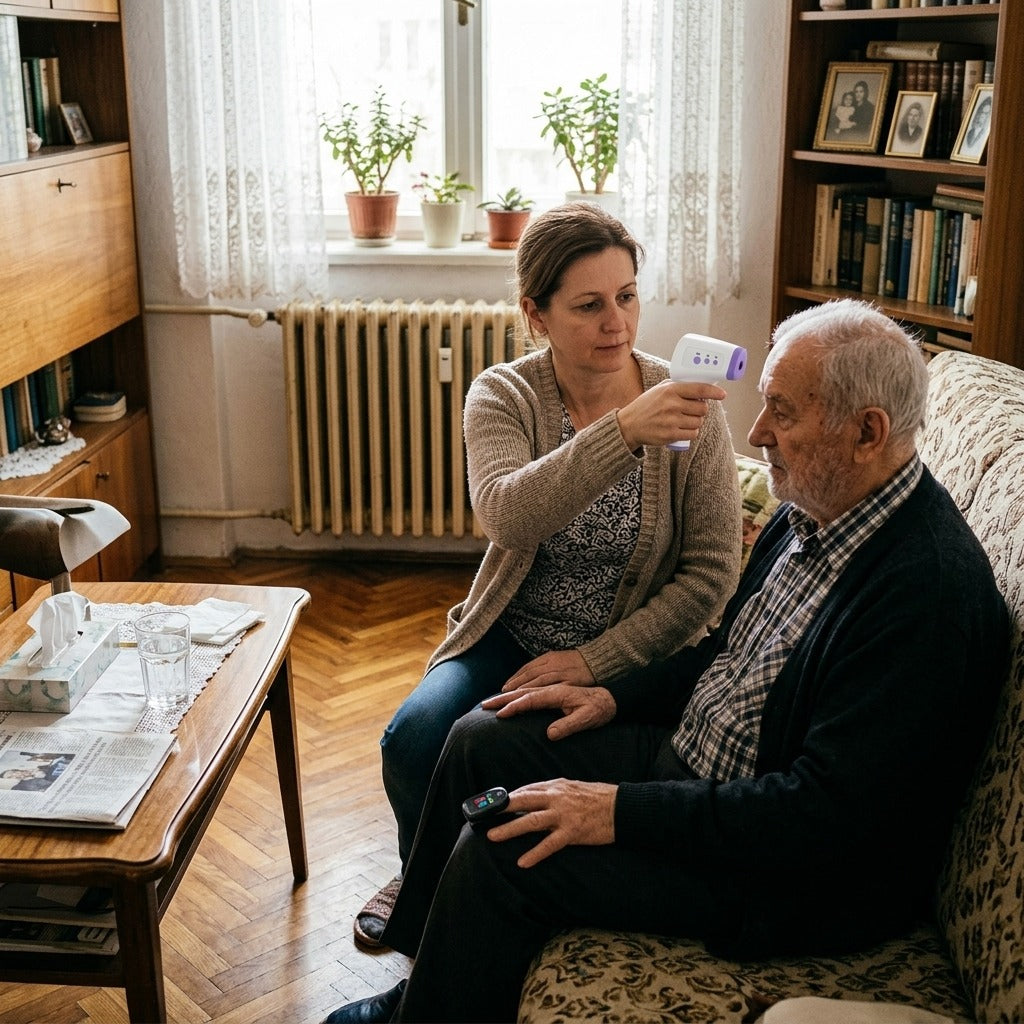 Homlokhőmérő és ujjra csíptethető oximéter - otthon