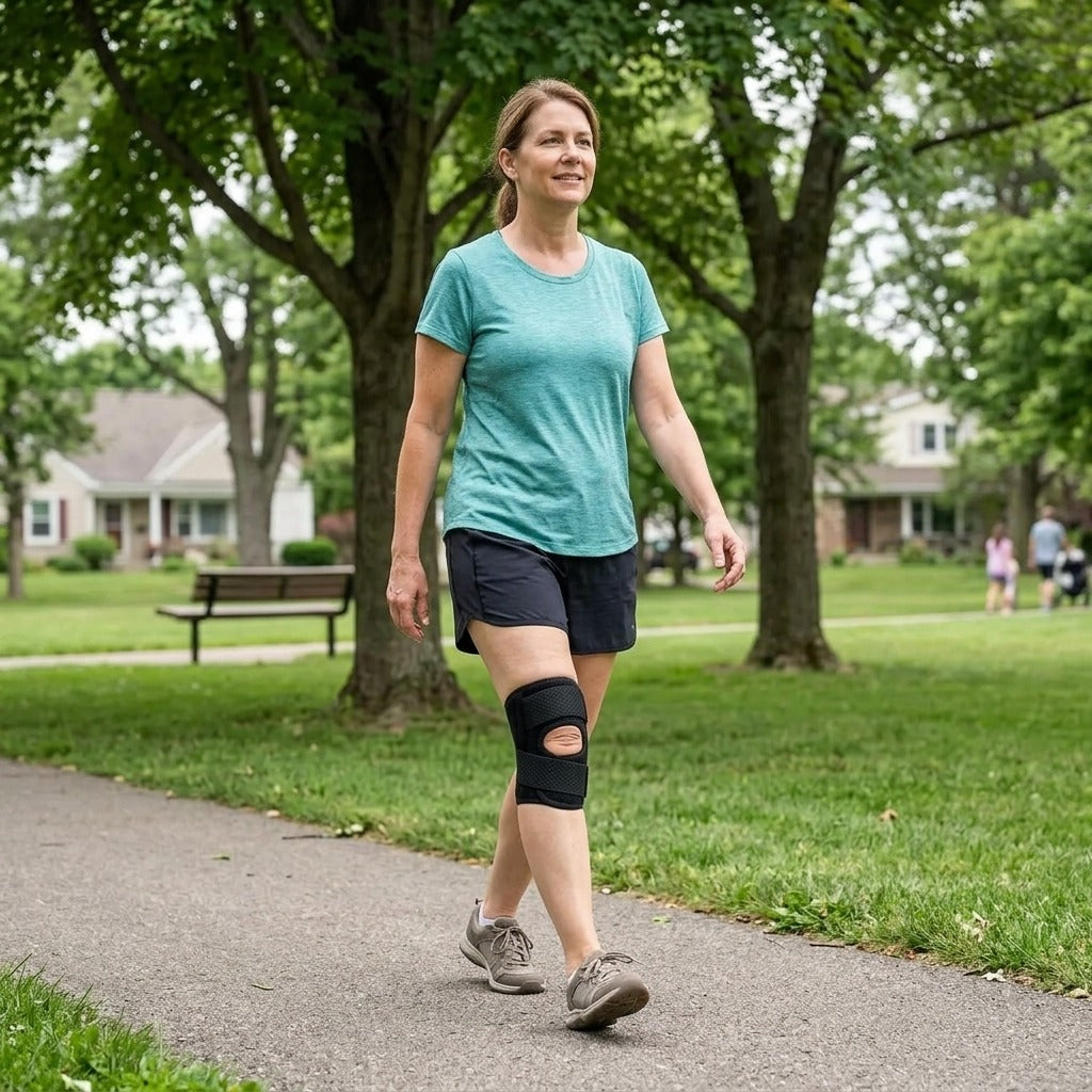 Medwell Adjustable Knee Support with Spring Stays, Breathable - in everyday life