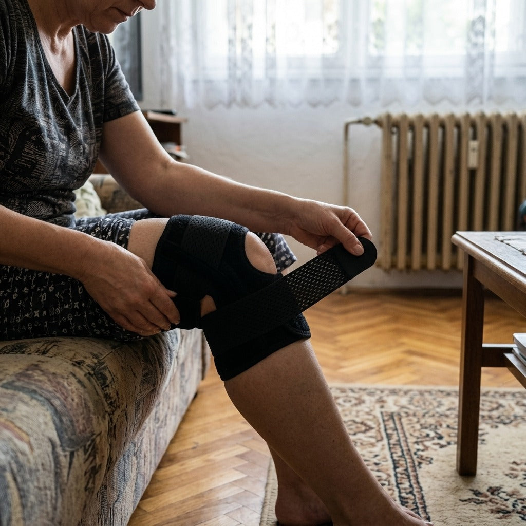 Medwell állítható térdtámasz rugós merevítőkkel - használat közben