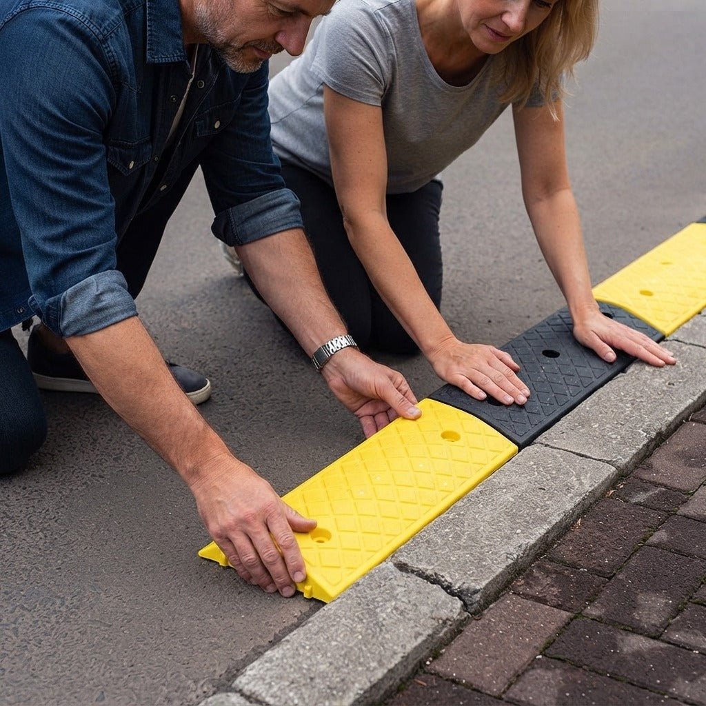 Kerb and Threshold Ramp for Wheelchairs - in use