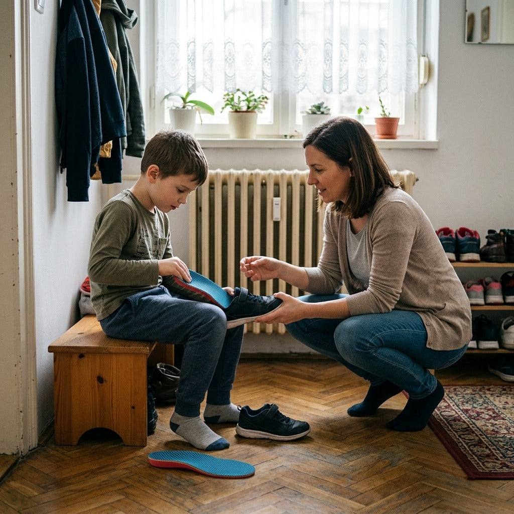 Gyermek talpboltozat-támasztó talpbetét 7–13 éveseknek - otthon