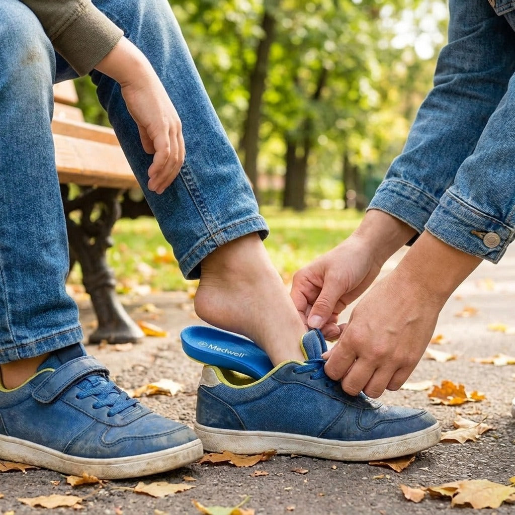 Kids Arch Support Insoles for Everyday Shoes - in use