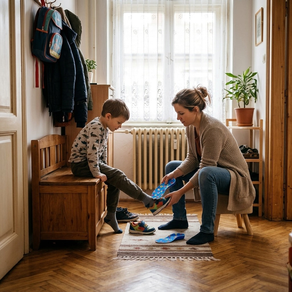 Gyermek talpbetét boltozattámasszal, állatmintákkal - otthon