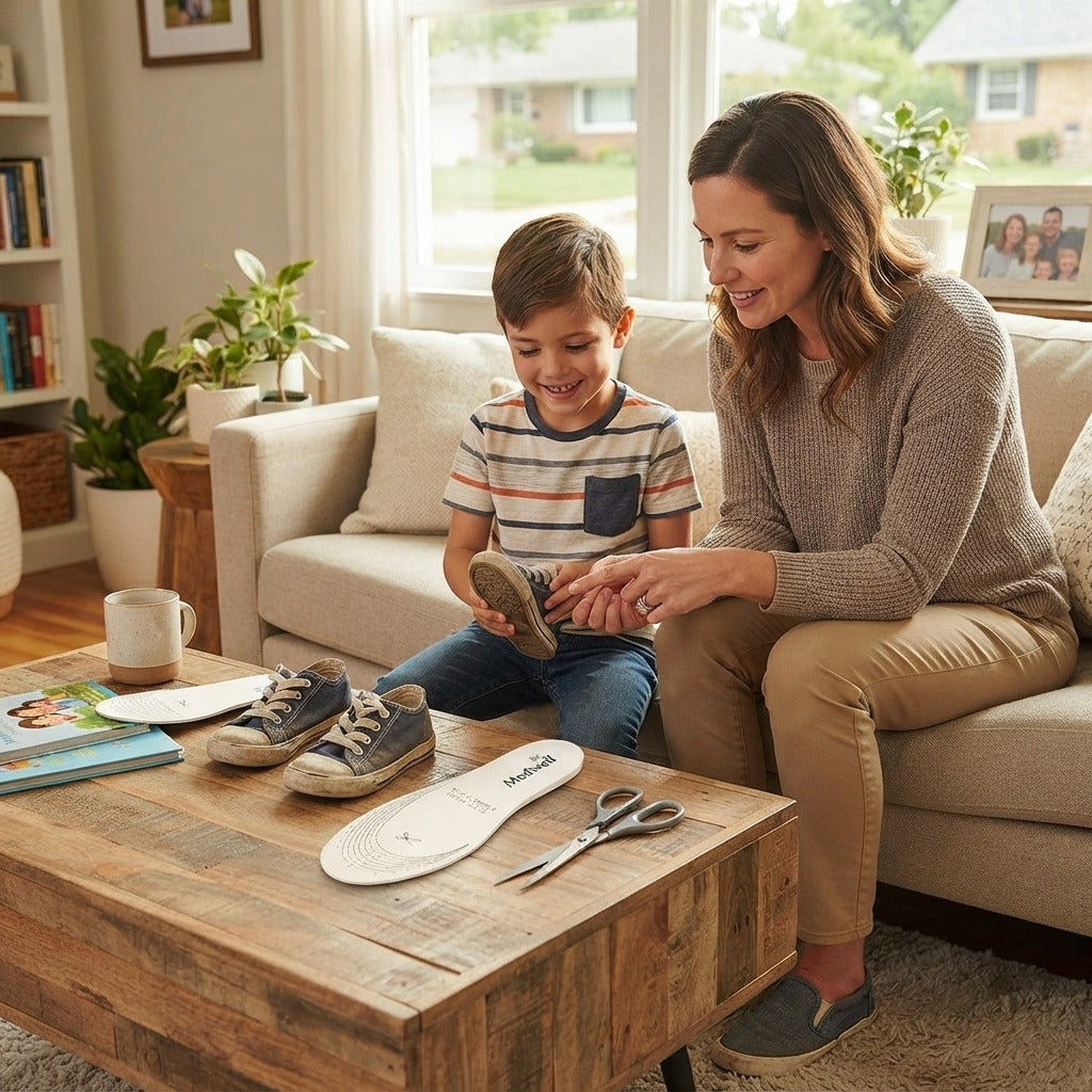 Kids’ Breathable, Washable Shoe Insoles - at home