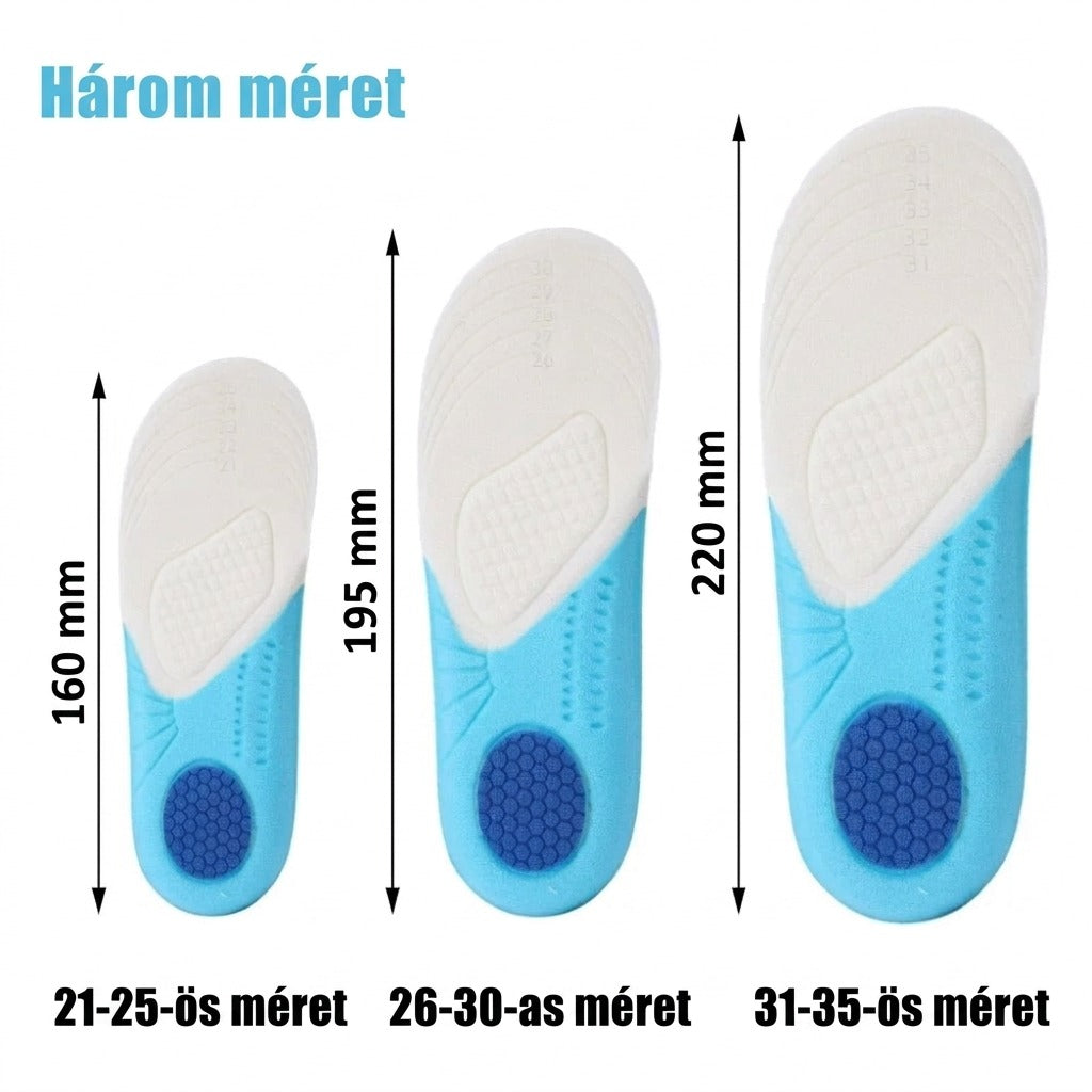 Három méretű talpbetét párnázással