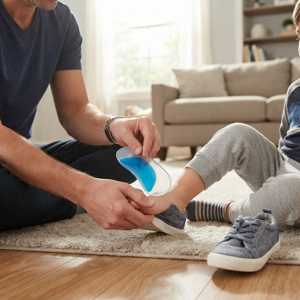 Kids' Silicone Arch Support Insoles - in use