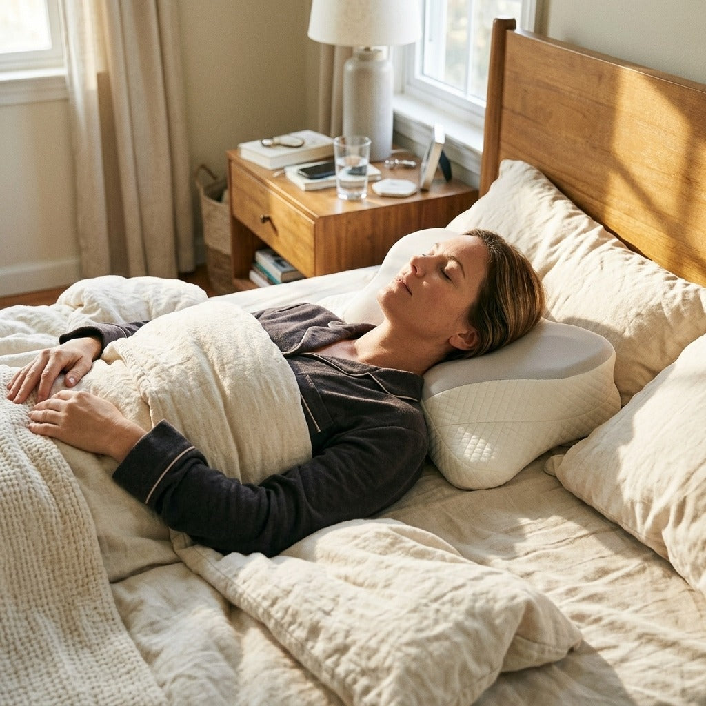 King Size Memory Foam Neck Pillow with Washable Cover - at home