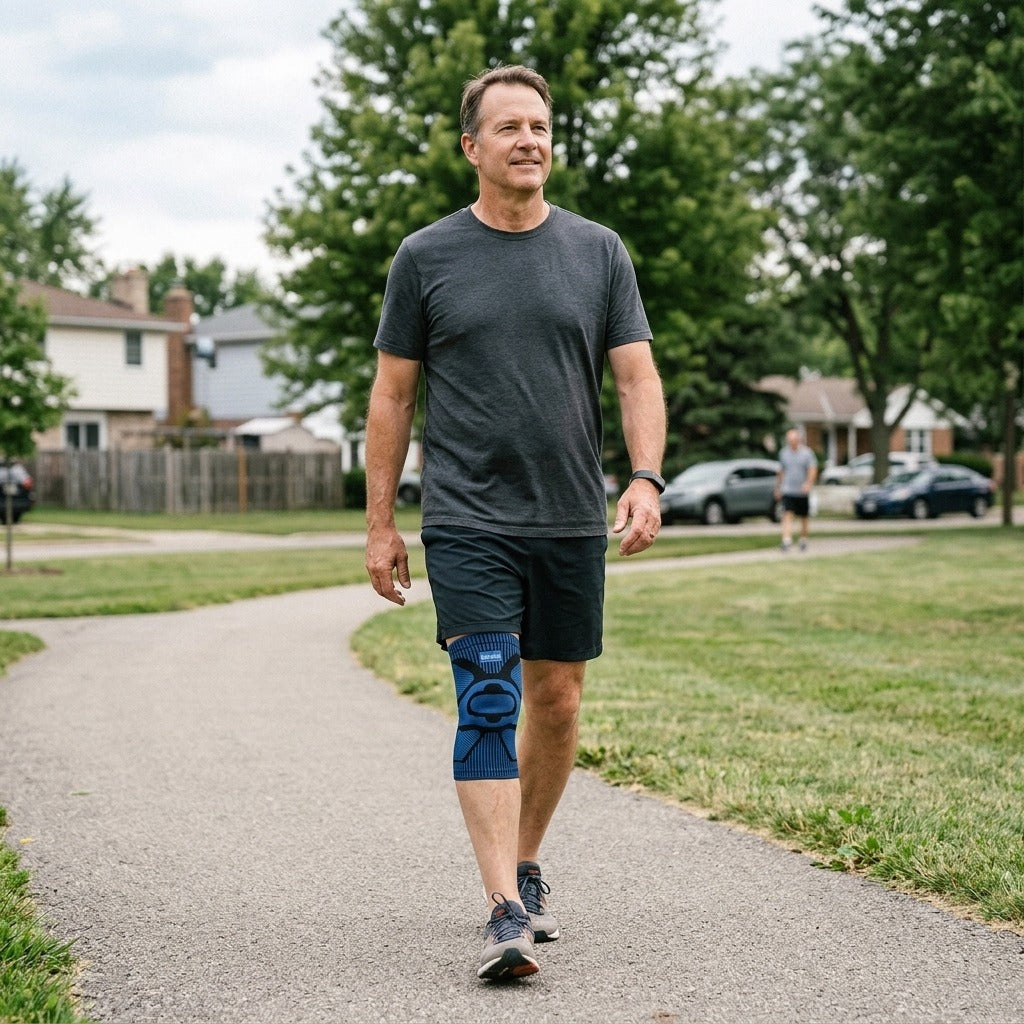 Knee Brace Support with Side Stabilizers - in everyday life