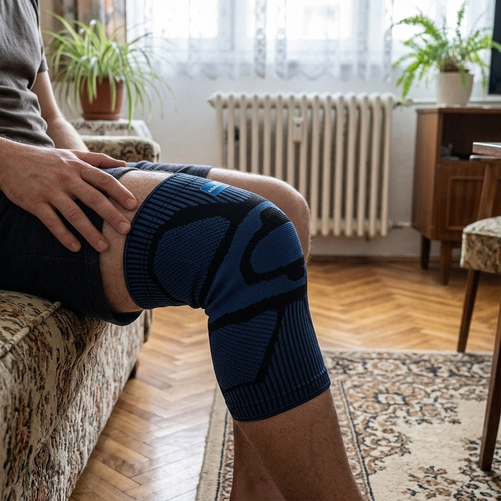 Térdtámasz oldalsó stabilizátorokkal - használat közben