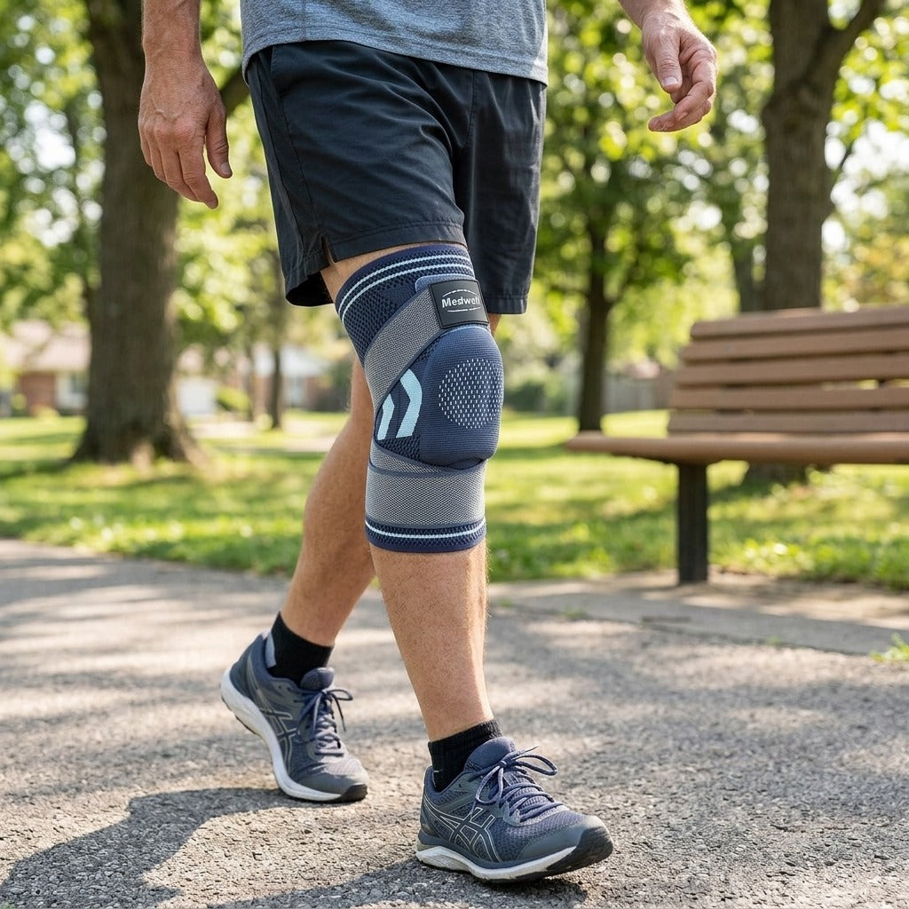 Knee Compression Sleeve Support for Men and Women - in use