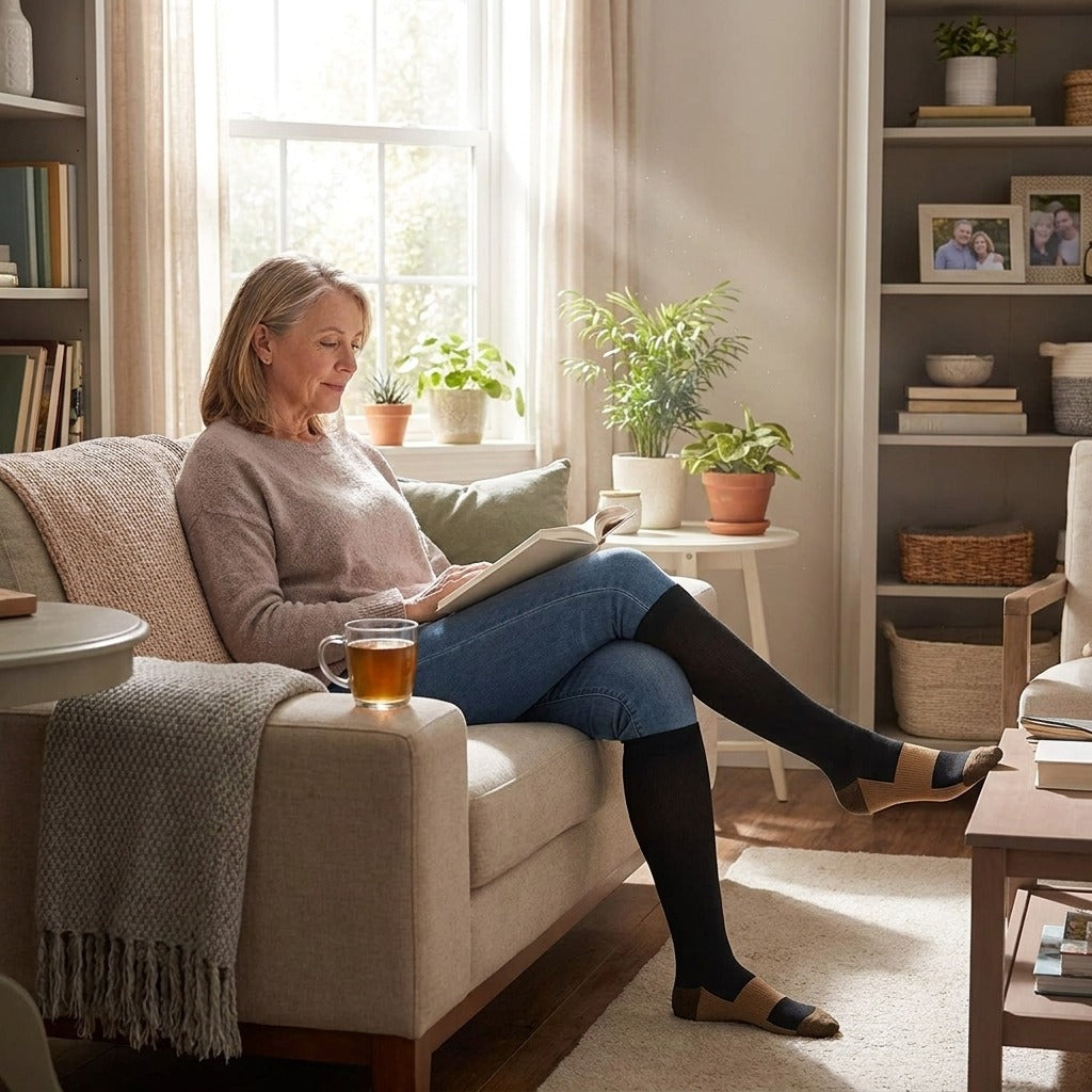Knee-High Compression Socks 20–30 mmHg - at home