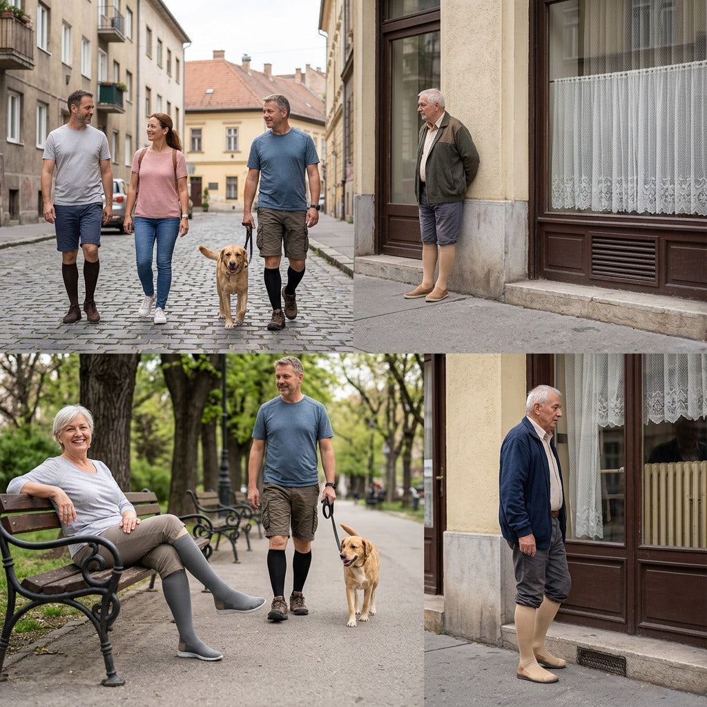 Térdig érő kompressziós zokni 20–30 mmHg - a mindennapokban