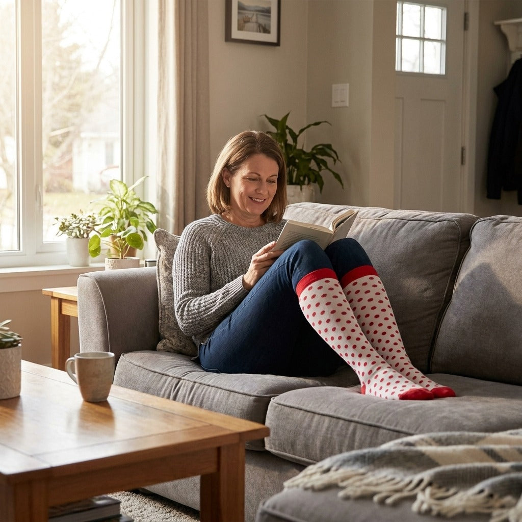 Knee-High Compression Socks 20–30 mmHg - at home