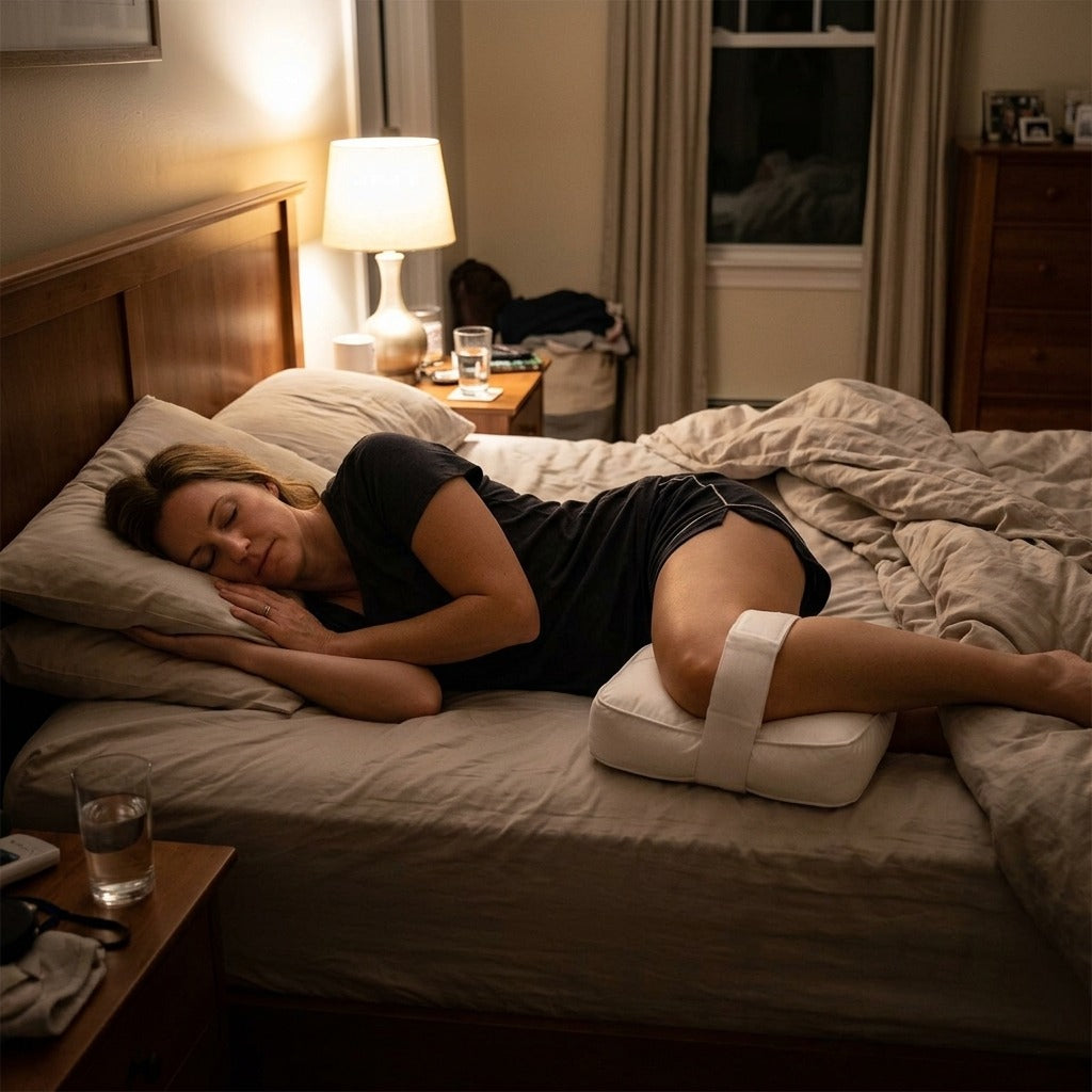 Knee Pillow for Side Sleepers with Adjustable Strap - in everyday life