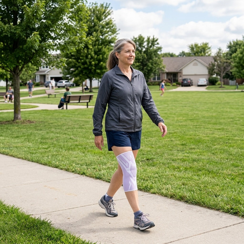 Knit Compression Knee Brace - in everyday life