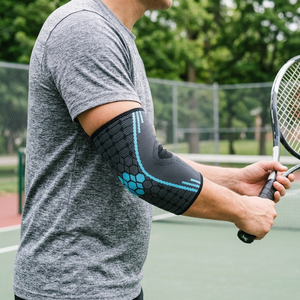 Knit Elbow Support Sleeve - in use