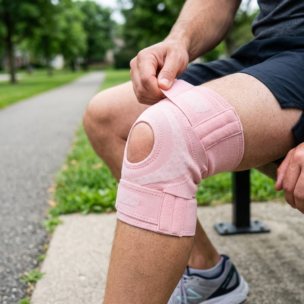 Knit Knee Support Sleeve for Sports - in use