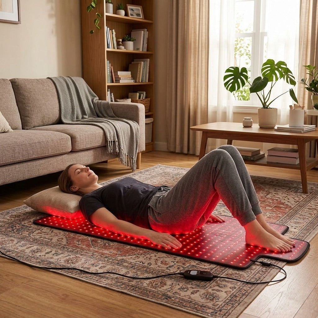 Large Red Light Therapy Pad with 420 LEDs - at home