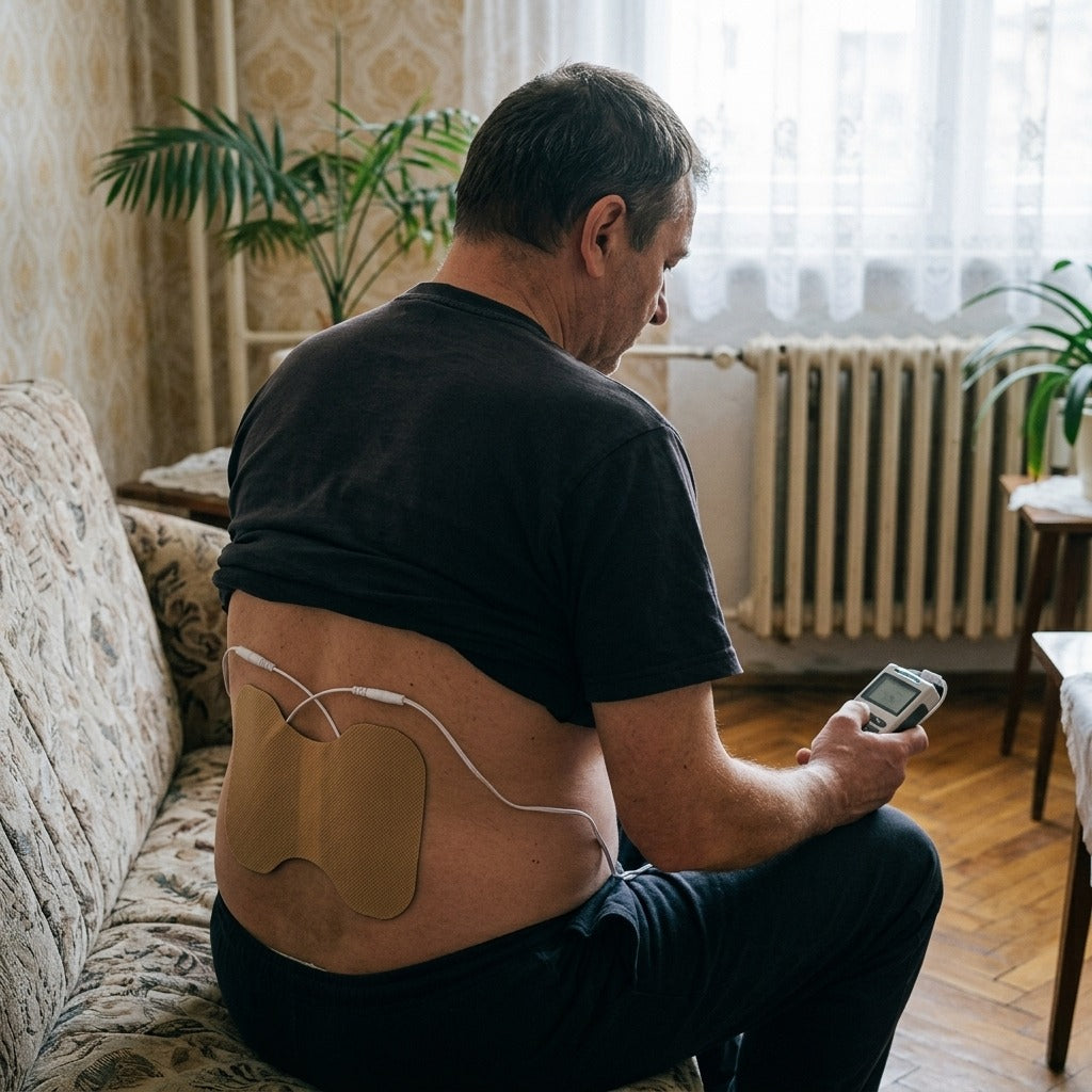 Nagy TENS elektródapárnák, 4 darabos készlet, 2.0 mm-es csatlakozónyílás - használat közben