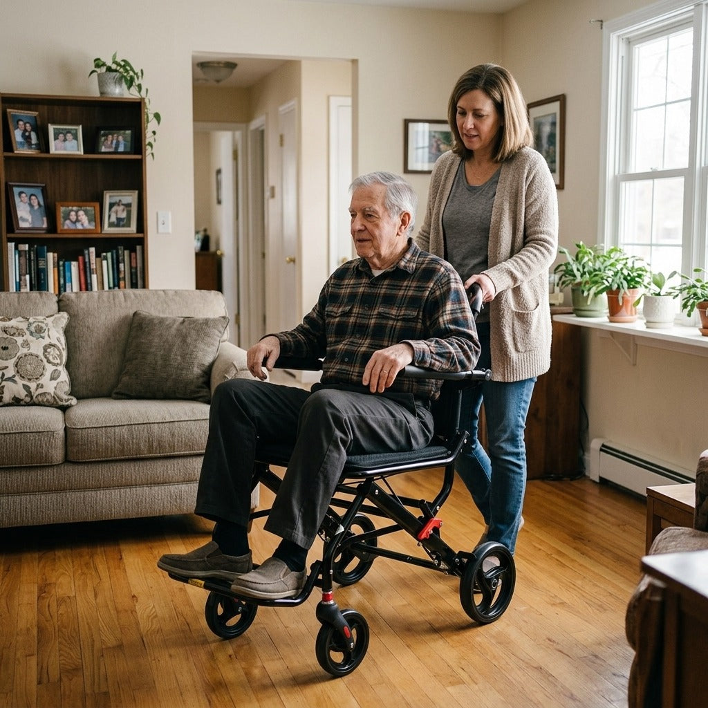 Lightweight Foldable Transport Wheelchair for Adults - at home