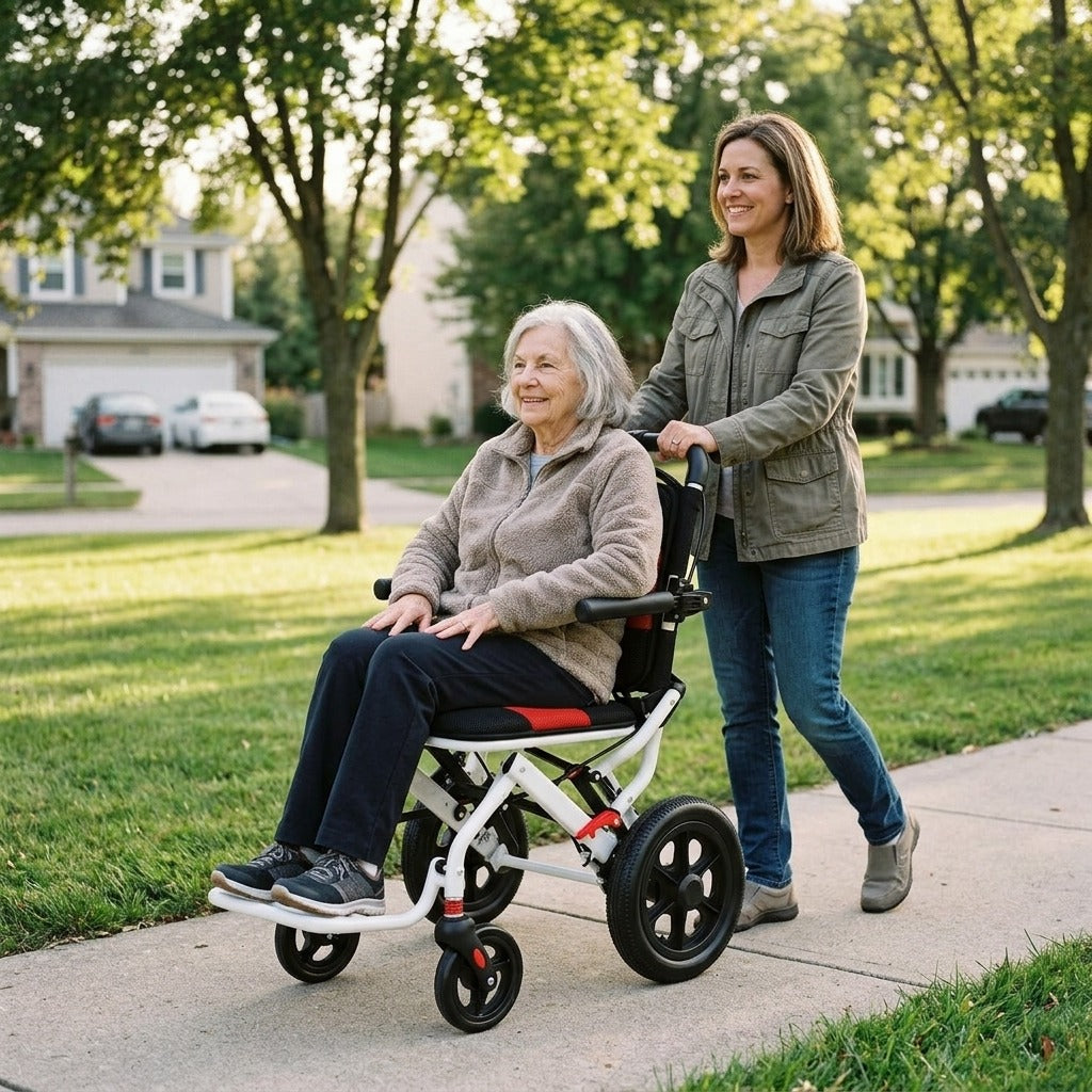 Lightweight Foldable Wheelchair for Adults, Compact, 220 lb Capacity - in everyday life