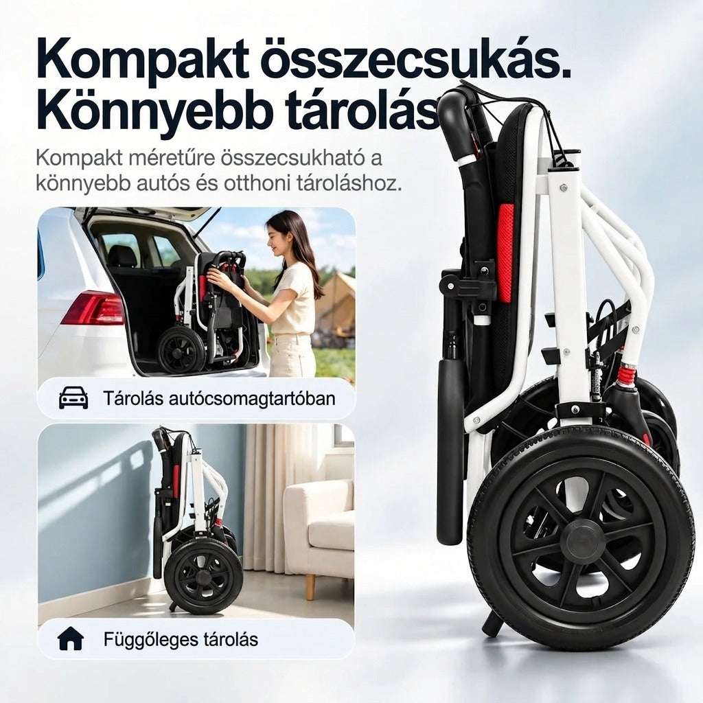 Könnyű, összecsukható kerekesszék felnőtteknek, kompakt, 220 lb teherbírás - kép 2