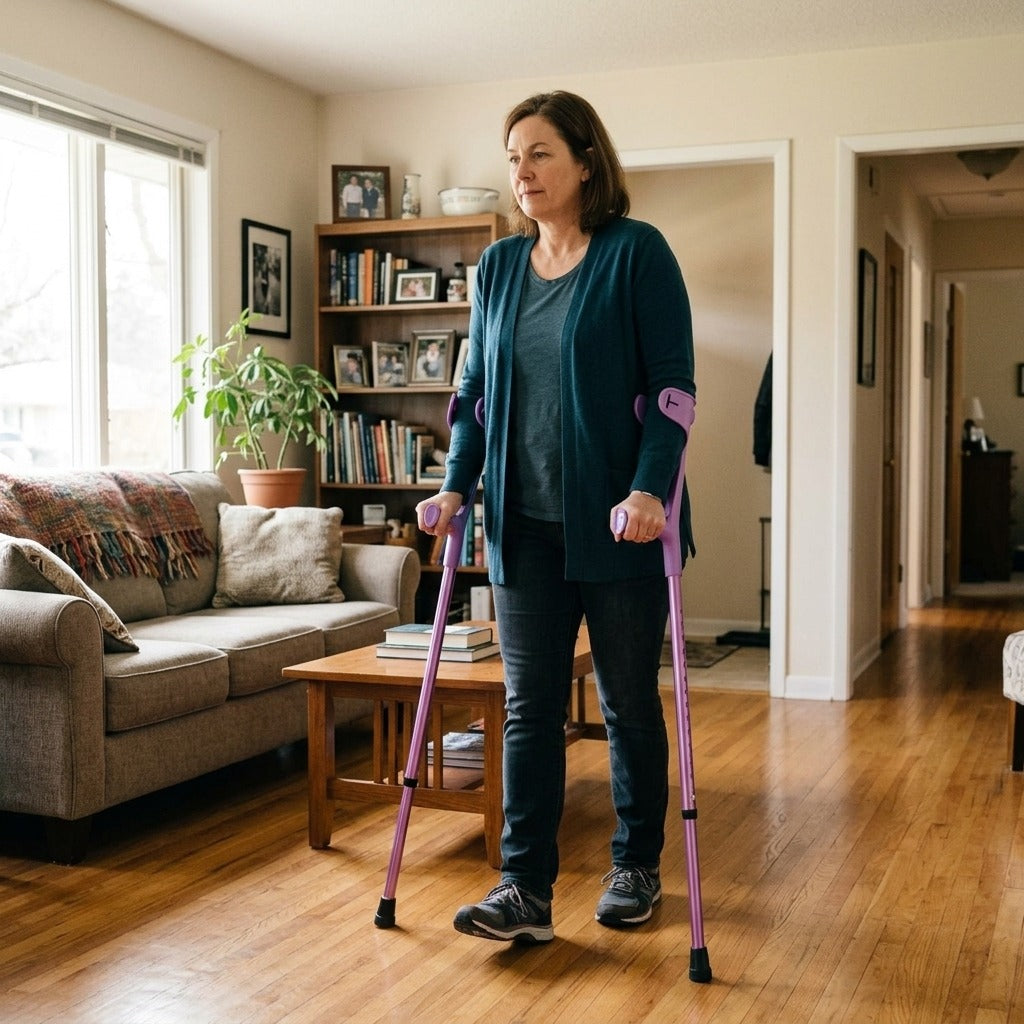 Lightweight Folding Forearm Crutch for Adults - at home