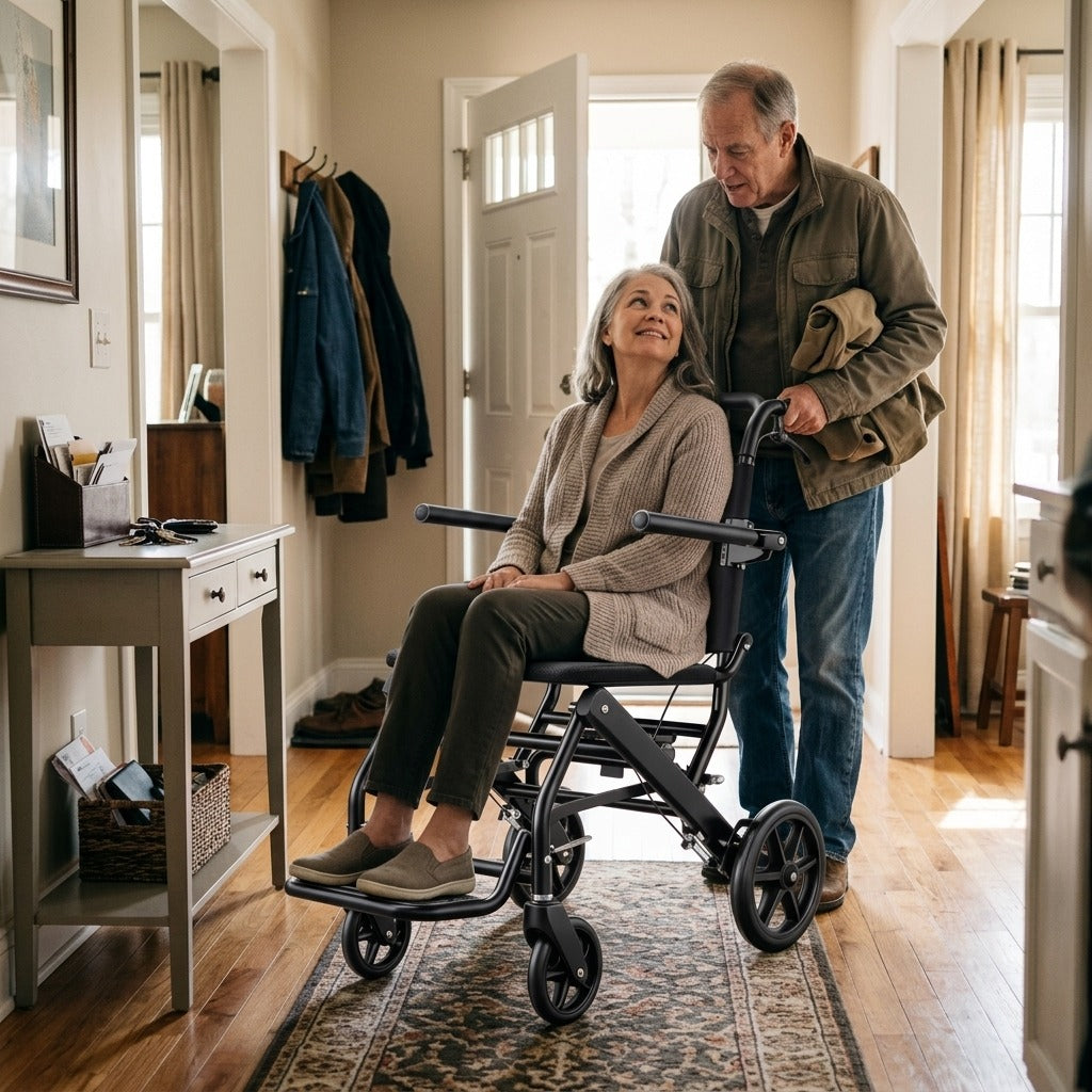 Lightweight Folding Manual Wheelchair - at home