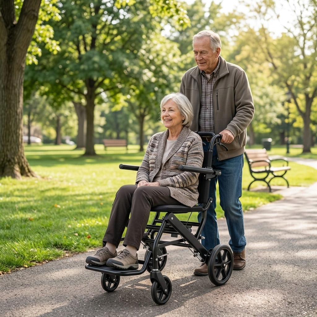 Lightweight Folding Manual Wheelchair - in everyday life