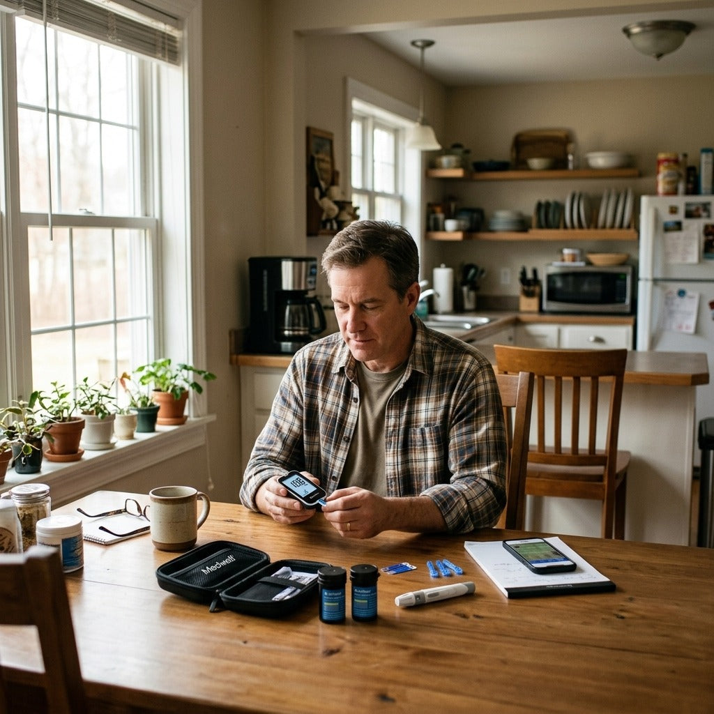Medwell Bluetooth Blood Glucose Meter Kit with Test Strips - at home